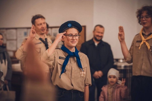 Новые скауты в Георгиевском храме пос. Нахабино